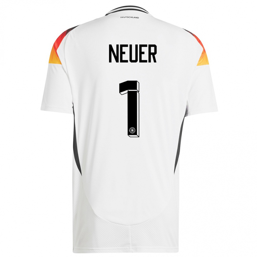 メンズフットボールドイツマヌエル・ノイアー#1白ホームシャツ24-26ジャージーユニフォーム