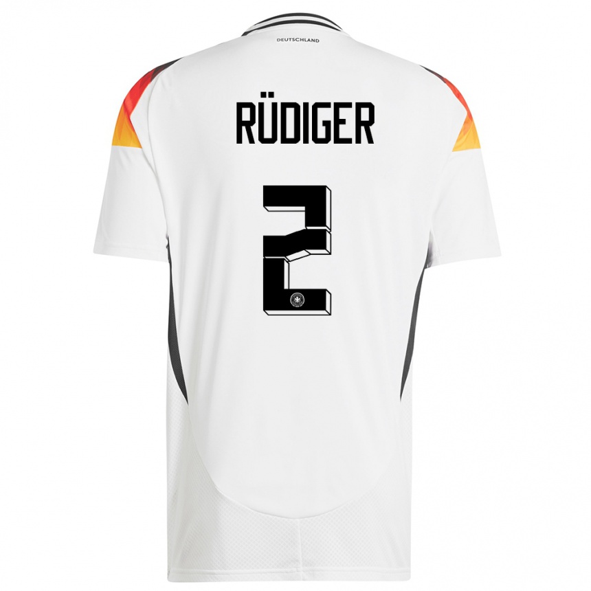 メンズフットボールドイツアントニオ・リュディガー#2白ホームシャツ24-26ジャージーユニフォーム