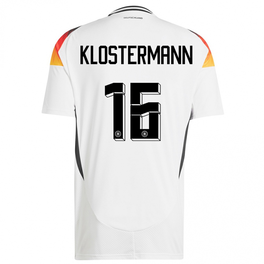 メンズフットボールドイツルーカス・クロスターマン#16白ホームシャツ24-26ジャージーユニフォーム