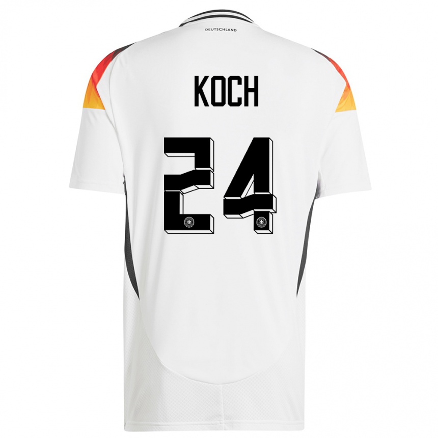 メンズフットボールドイツロビン・コッホ#24白ホームシャツ24-26ジャージーユニフォーム