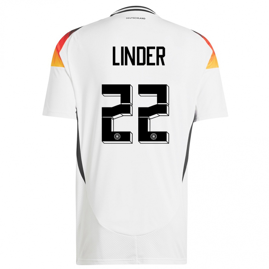 メンズフットボールドイツサライ・リンダー#22白ホームシャツ24-26ジャージーユニフォーム