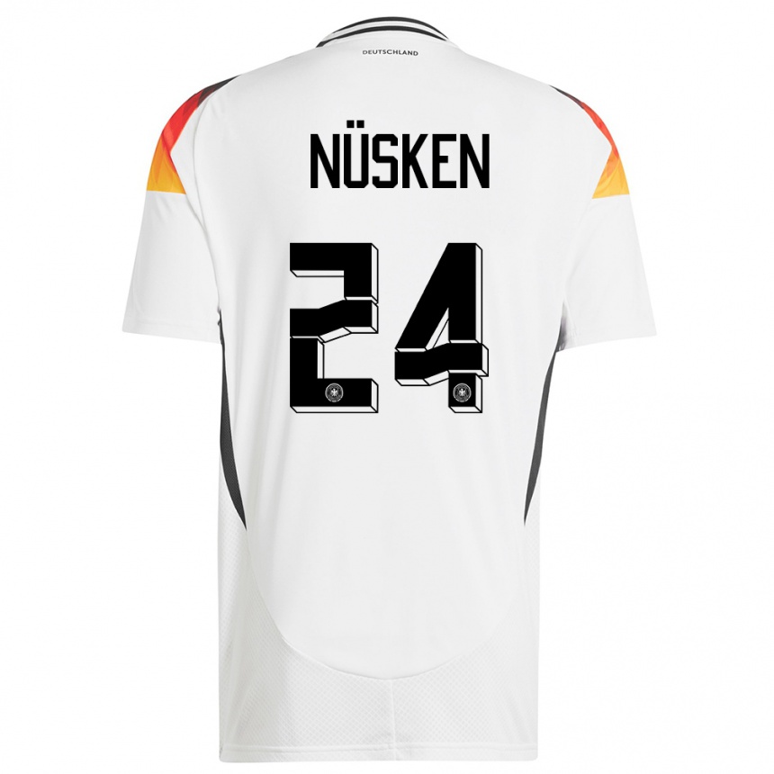 メンズフットボールドイツシューケ・ヌスケン#24白ホームシャツ24-26ジャージーユニフォーム