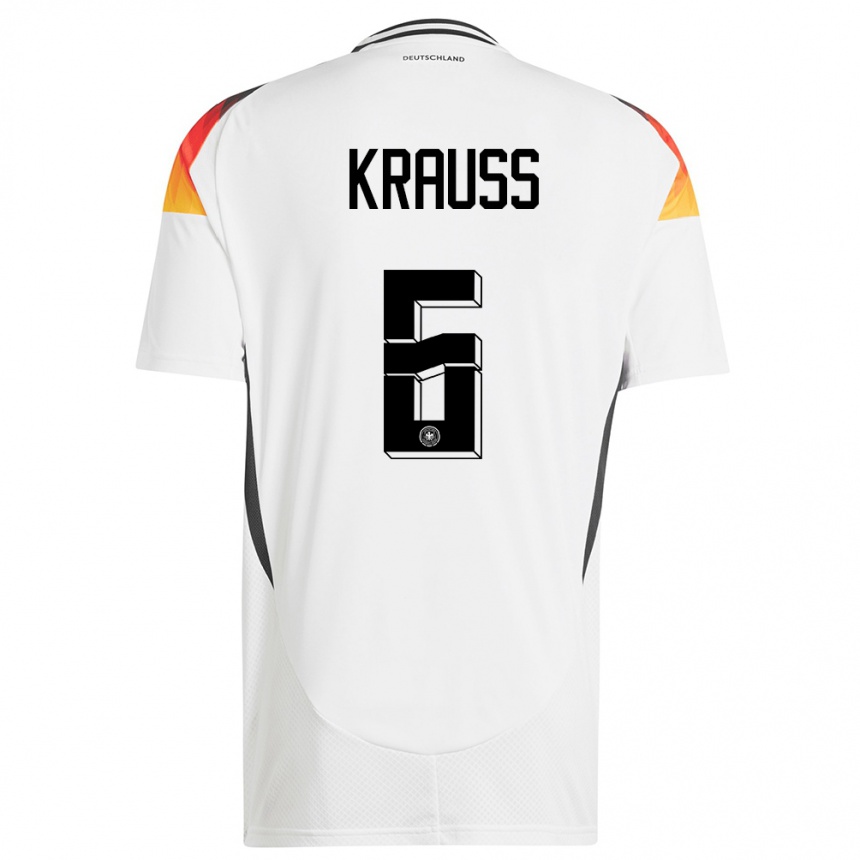 メンズフットボールドイツトム・クラウス#6白ホームシャツ24-26ジャージーユニフォーム
