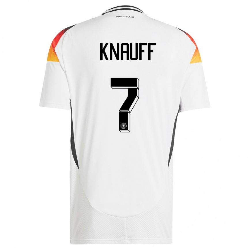 メンズフットボールドイツアンスガー・クナウフ#7白ホームシャツ24-26ジャージーユニフォーム