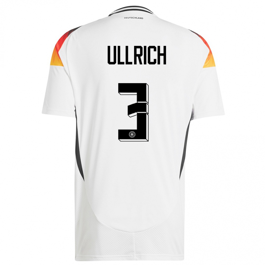 メンズフットボールドイツルーカス・ウルリッヒ#3白ホームシャツ24-26ジャージーユニフォーム