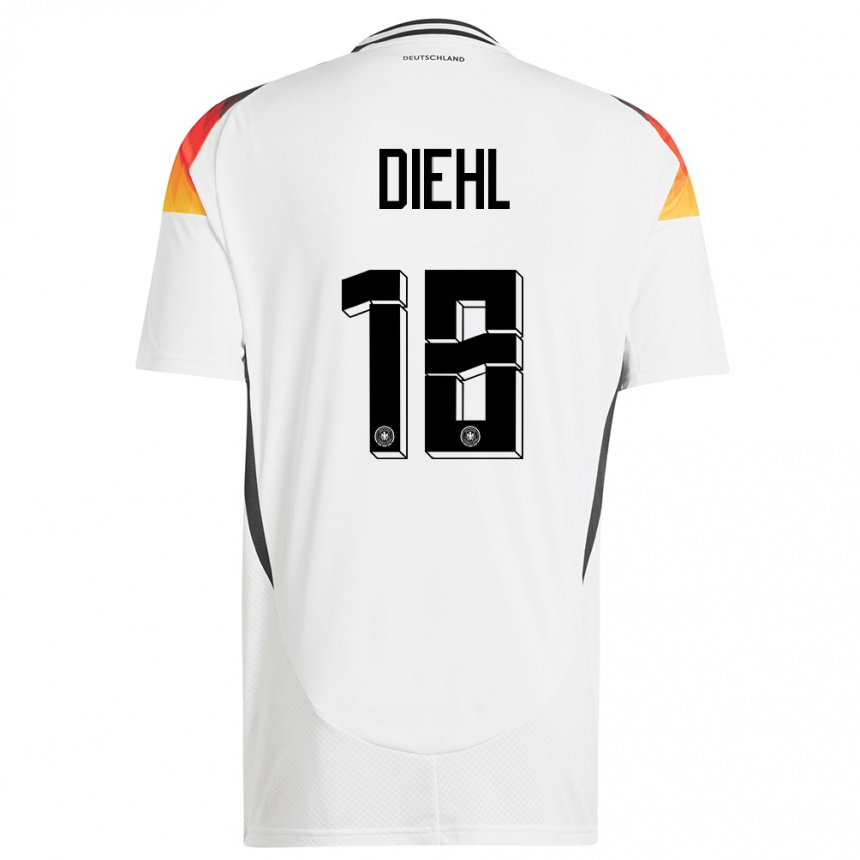メンズフットボールドイツジャスティン・ディール#18白ホームシャツ24-26ジャージーユニフォーム