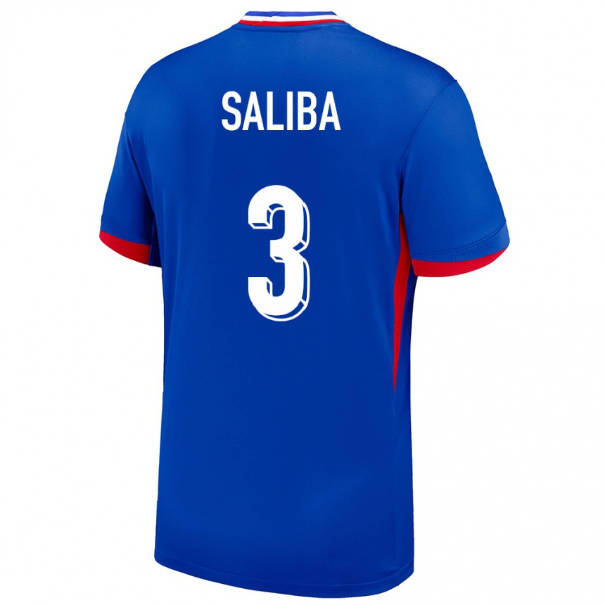 メンズフットボールフランスウィリアン・サリバ#3青ホームシャツ24-26ジャージーユニフォーム