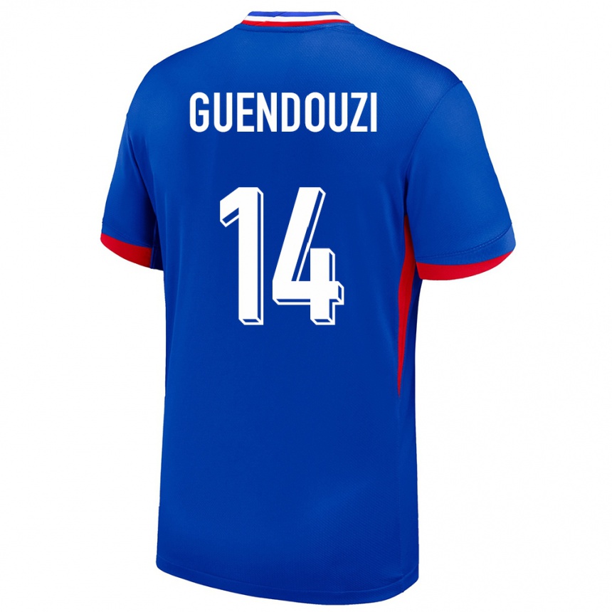メンズフットボールフランスマテオ・ゲンドゥージ#14青ホームシャツ24-26ジャージーユニフォーム