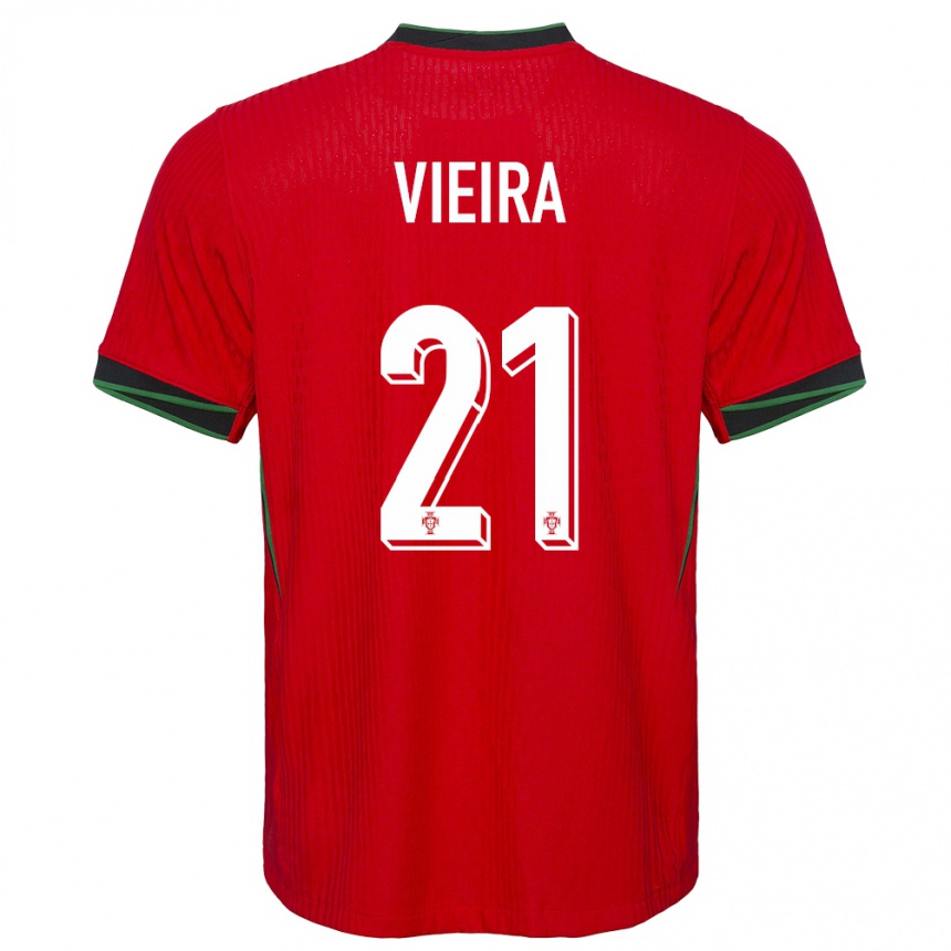 メンズフットボールポルトガルファビオ・ビエイラ#21赤ホームシャツ24-26ジャージーユニフォーム