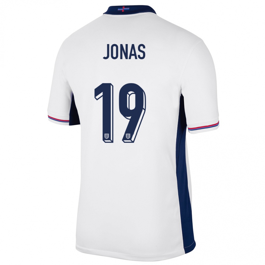 メンズフットボールイングランドリー・ジョナス#19白ホームシャツ24-26ジャージーユニフォーム