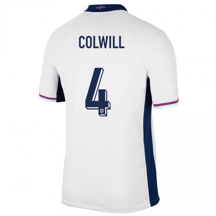 メンズフットボールイングランドリーヴァイ・コルウィル#4白ホームシャツ24-26ジャージーユニフォーム