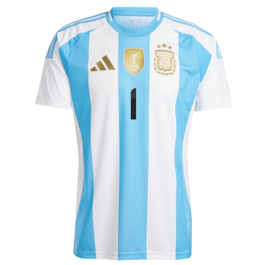 メンズフットボールアルゼンチンフランシスコ・ゴメス#1白 青ホームシャツ24-26ジャージーユニフォーム