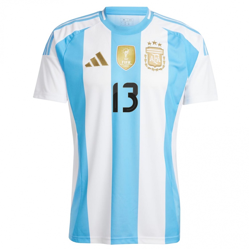 メンズフットボールアルゼンチンパロマ・ファジアーノ#13白 青ホームシャツ24-26ジャージーユニフォーム
