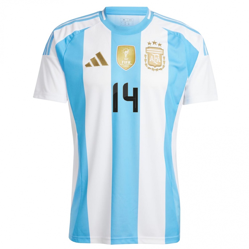 メンズフットボールアルゼンチンラウタロ・ロペス#14白 青ホームシャツ24-26ジャージーユニフォーム