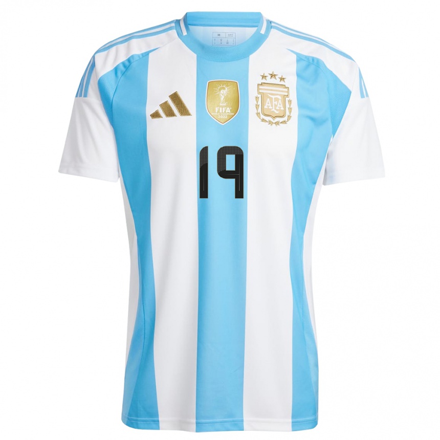 メンズフットボールアルゼンチンマリアナ・ラロケット#19白 青ホームシャツ24-26ジャージーユニフォーム