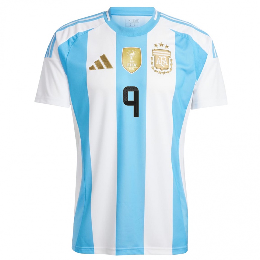 メンズフットボールアルゼンチンラウタロ・ナウエル・オバンド#9白 青ホームシャツ24-26ジャージーユニフォーム