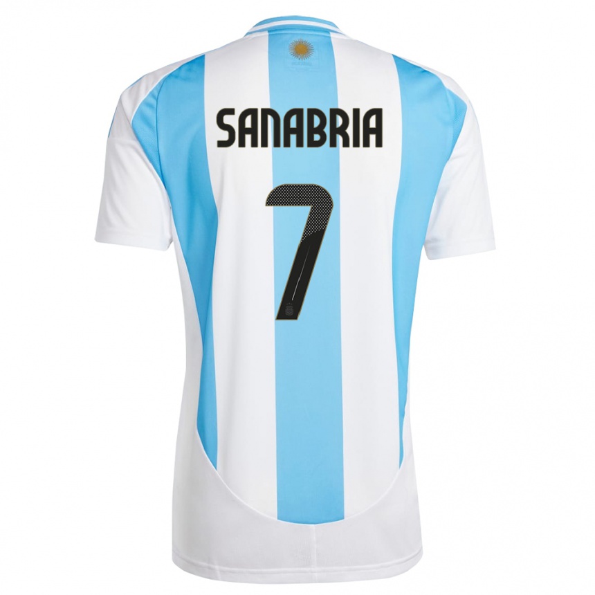 メンズフットボールアルゼンチンマテオ・サナブリア#7白 青ホームシャツ24-26ジャージーユニフォーム