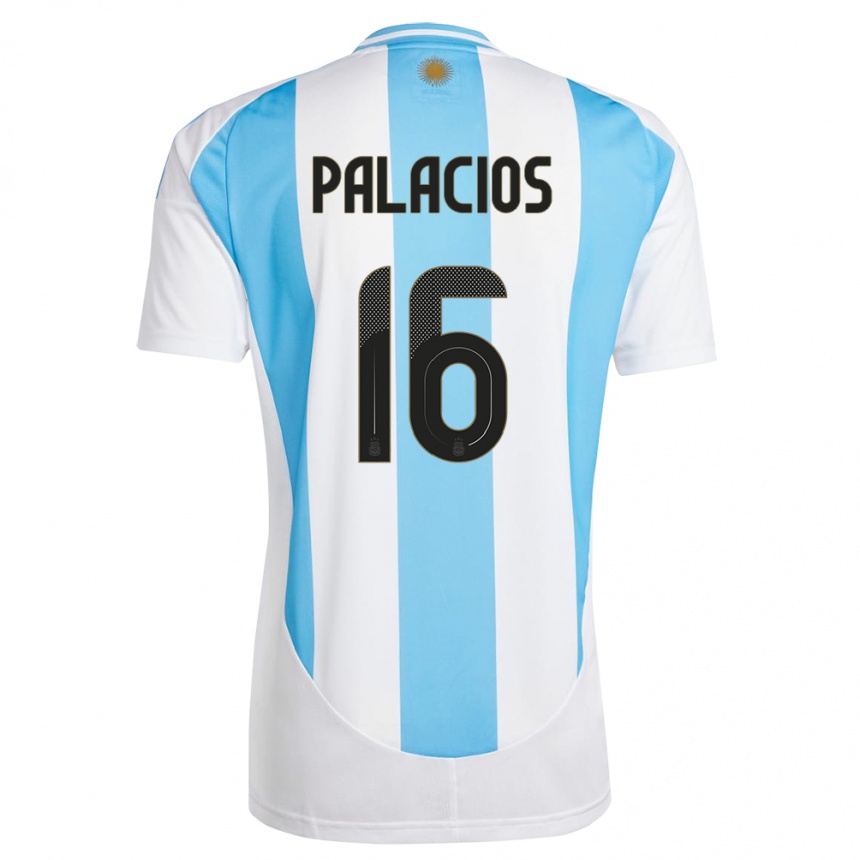 メンズフットボールアルゼンチントマス・パラシオス#16白 青ホームシャツ24-26ジャージーユニフォーム