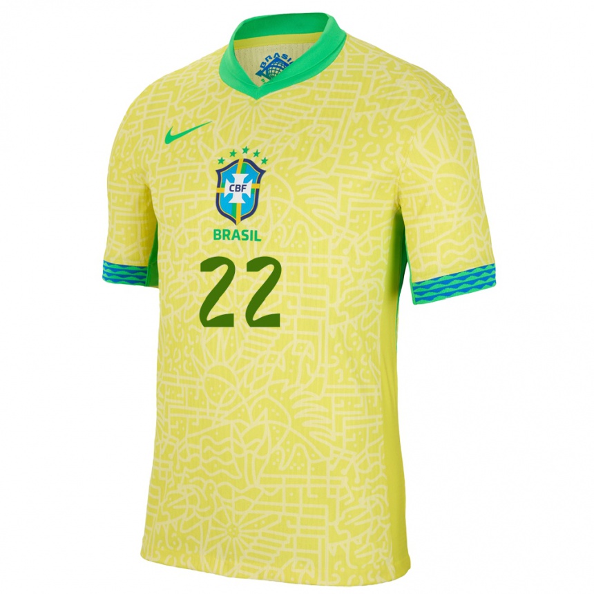メンズフットボールブラジルブレマー#22黄ホームシャツ24-26ジャージーユニフォーム
