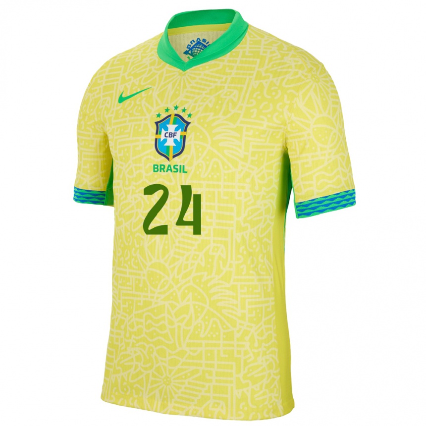メンズフットボールブラジルジャクリーン#24黄ホームシャツ24-26ジャージーユニフォーム