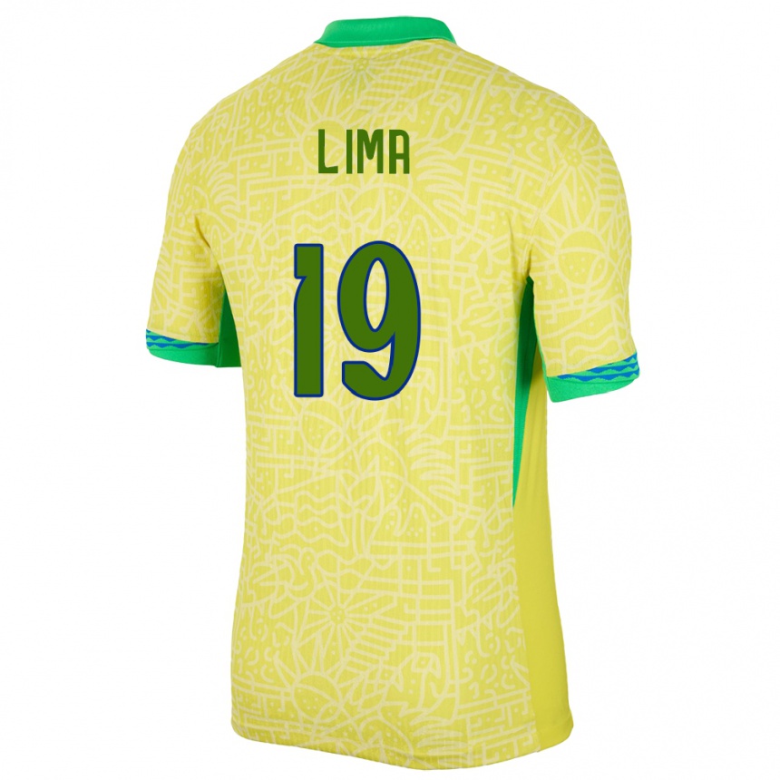 メンズフットボールブラジルフェリペ・リマ#19黄ホームシャツ24-26ジャージーユニフォーム