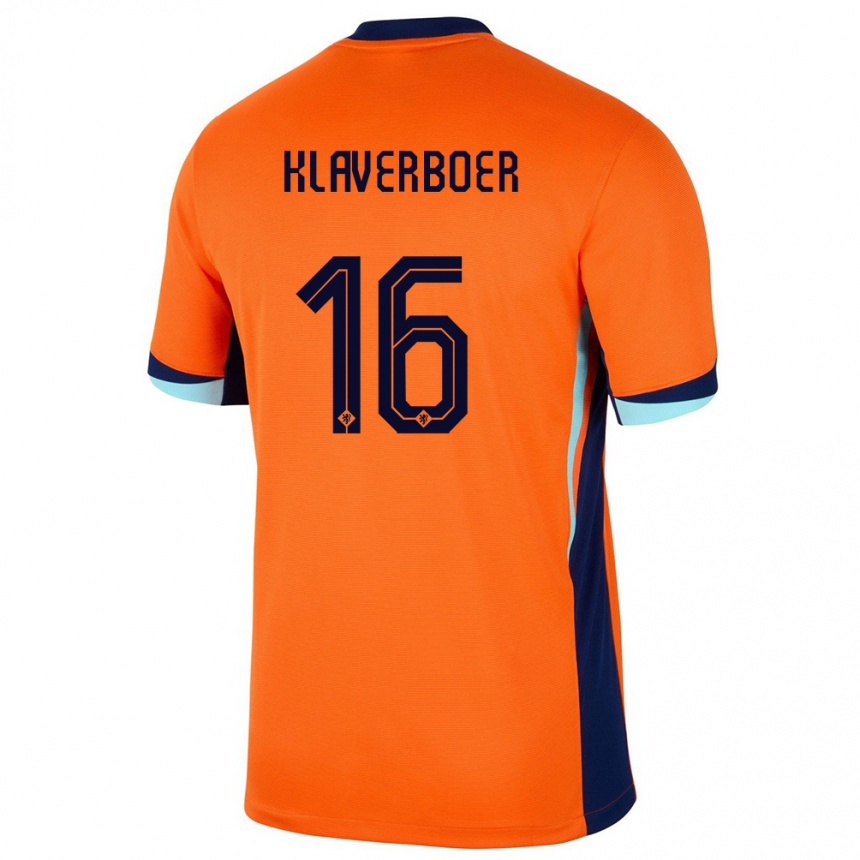 メンズフットボールオランダバーント・クラバーボーア#16オレンジホームシャツ24-26ジャージーユニフォーム