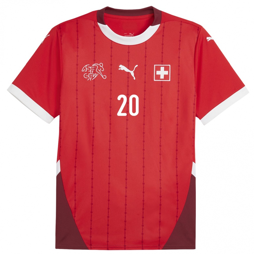 メンズフットボールスイスファビエンヌ・ハム#20赤ホームシャツ24-26ジャージーユニフォーム