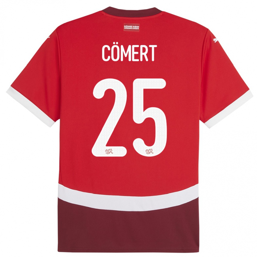 メンズフットボールスイスエライ・キュマルト#25赤ホームシャツ24-26ジャージーユニフォーム