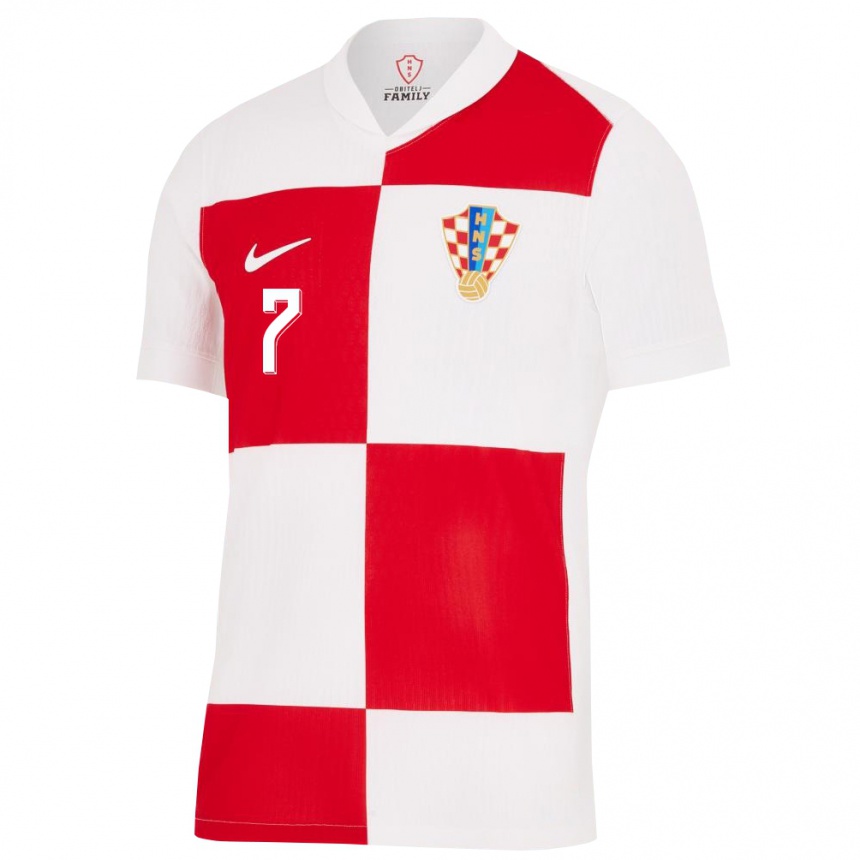 メンズフットボールクロアチアヨシプ・ブレカロ#7赤、白ホームシャツ24-26ジャージーユニフォーム