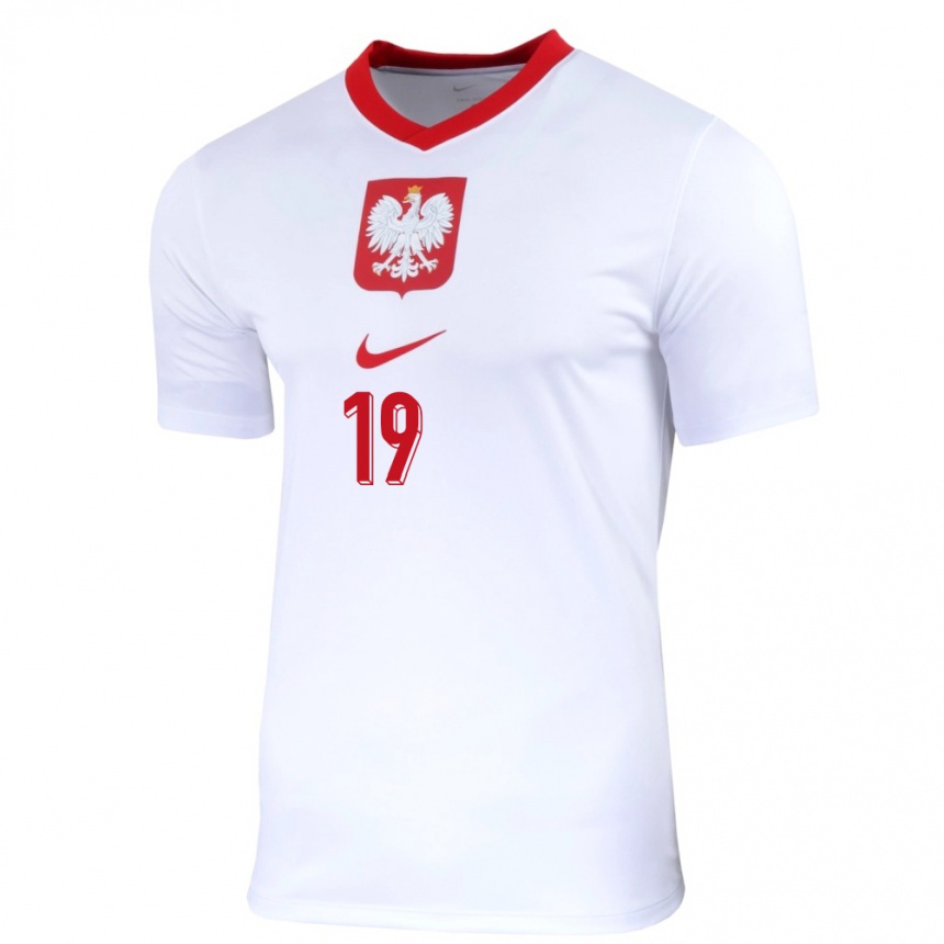 メンズフットボールポーランドセバスティアン・シマンスキ#19白ホームシャツ24-26ジャージーユニフォーム