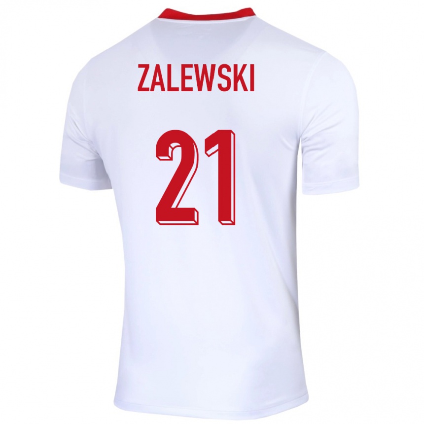 メンズフットボールポーランドニコラ・ザレフスキ#21白ホームシャツ24-26ジャージーユニフォーム