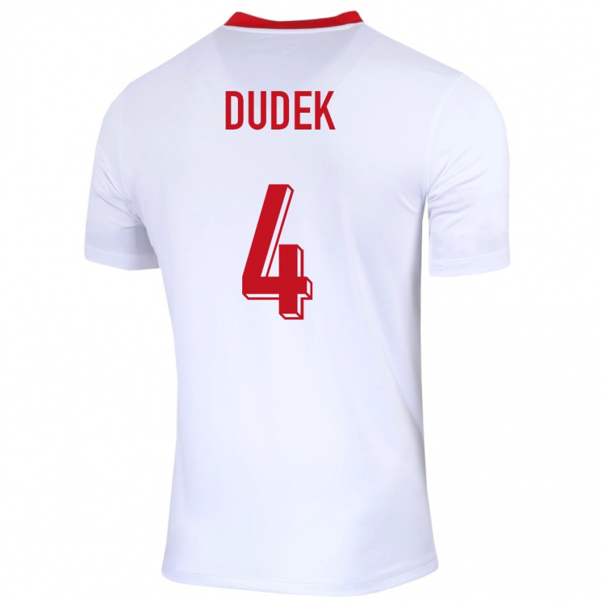 メンズフットボールポーランドパウリナ・ドゥデク#4白ホームシャツ24-26ジャージーユニフォーム