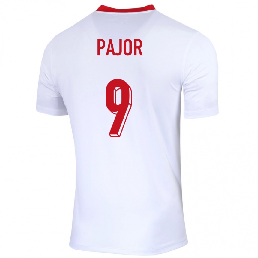 メンズフットボールポーランドエワ・パジョル#9白ホームシャツ24-26ジャージーユニフォーム