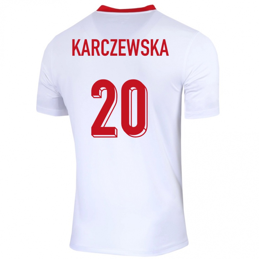 メンズフットボールポーランドニコラ・カルチェフスカ#20白ホームシャツ24-26ジャージーユニフォーム