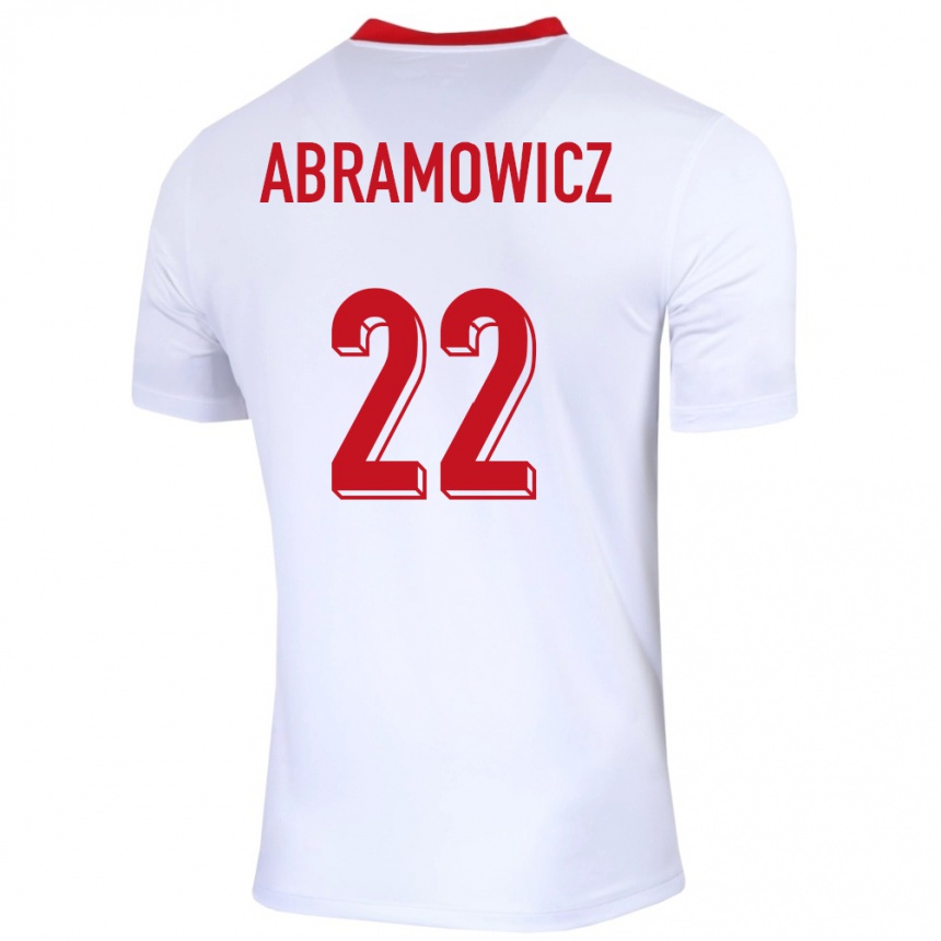 メンズフットボールポーランドスラヴォミール・アブラモヴィッチ#22白ホームシャツ24-26ジャージーユニフォーム