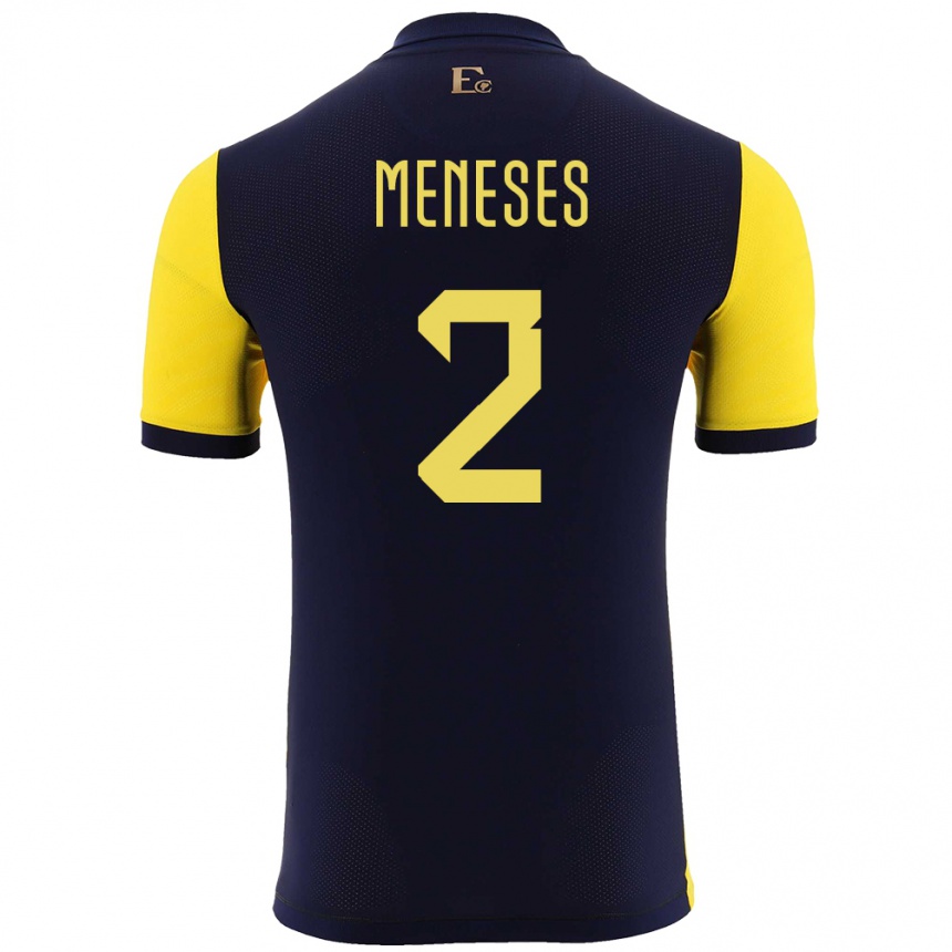 メンズフットボールエクアドルランディ・メネセス#2黄ホームシャツ24-26ジャージーユニフォーム