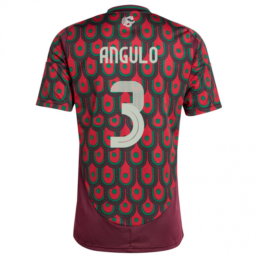 メンズフットボールメキシコヘスス・アルベルト・アングロ#3マルーンホームシャツ24-26ジャージーユニフォーム