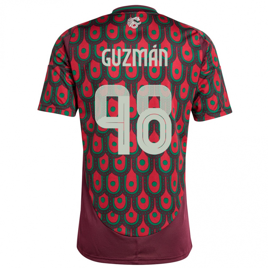 メンズフットボールメキシコキンバリー・グズマン#98マルーンホームシャツ24-26ジャージーユニフォーム