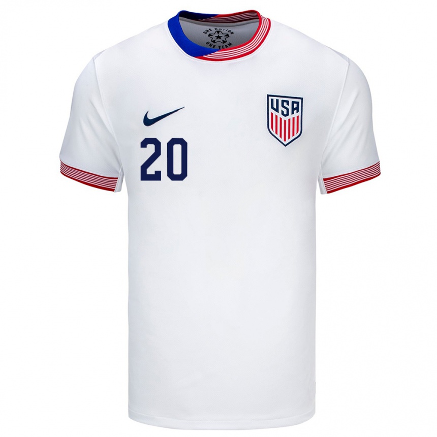 メンズフットボールアメリカ合衆国ケイレブ・ワイリー#20白ホームシャツ24-26ジャージーユニフォーム