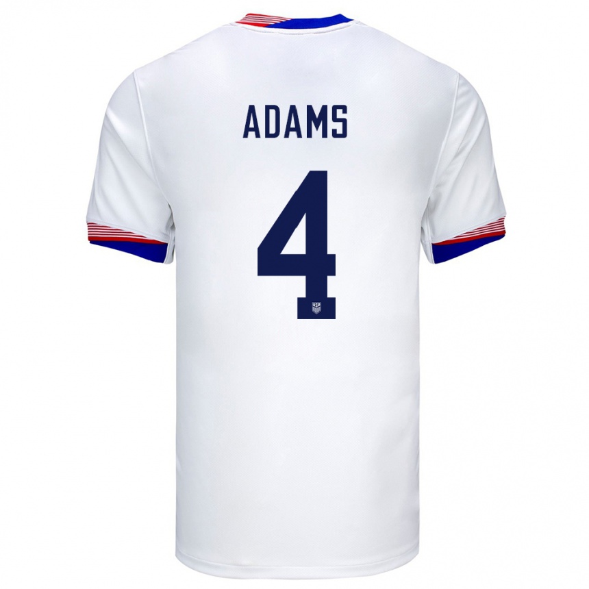 メンズフットボールアメリカ合衆国タイラー・アダムス#4白ホームシャツ24-26ジャージーユニフォーム