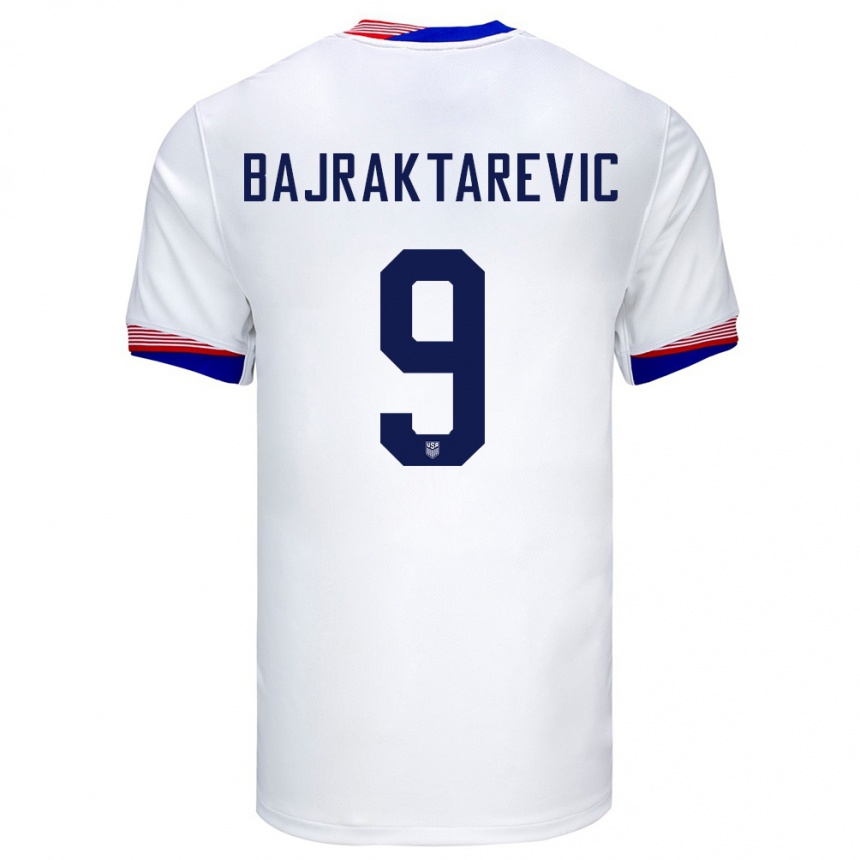 メンズフットボールアメリカ合衆国エスミル・バイラクタレヴィチ#9白ホームシャツ24-26ジャージーユニフォーム