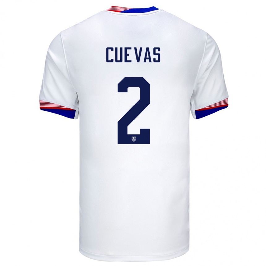メンズフットボールアメリカ合衆国マウリシオ・クエヴァス#2白ホームシャツ24-26ジャージーユニフォーム