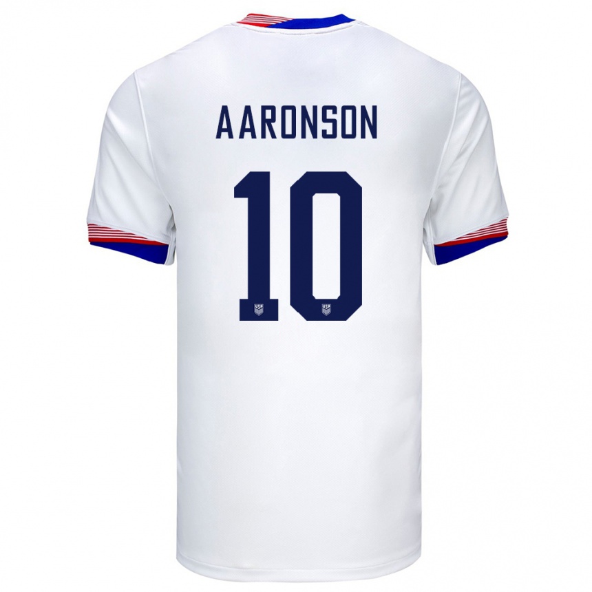 メンズフットボールアメリカ合衆国パクステン・アーロンソン#10白ホームシャツ24-26ジャージーユニフォーム