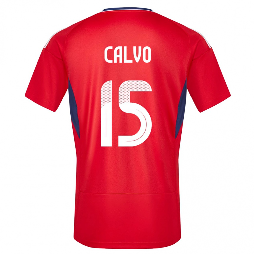 メンズフットボールコスタリカフランシスコ・カルボ#15赤ホームシャツ24-26ジャージーユニフォーム
