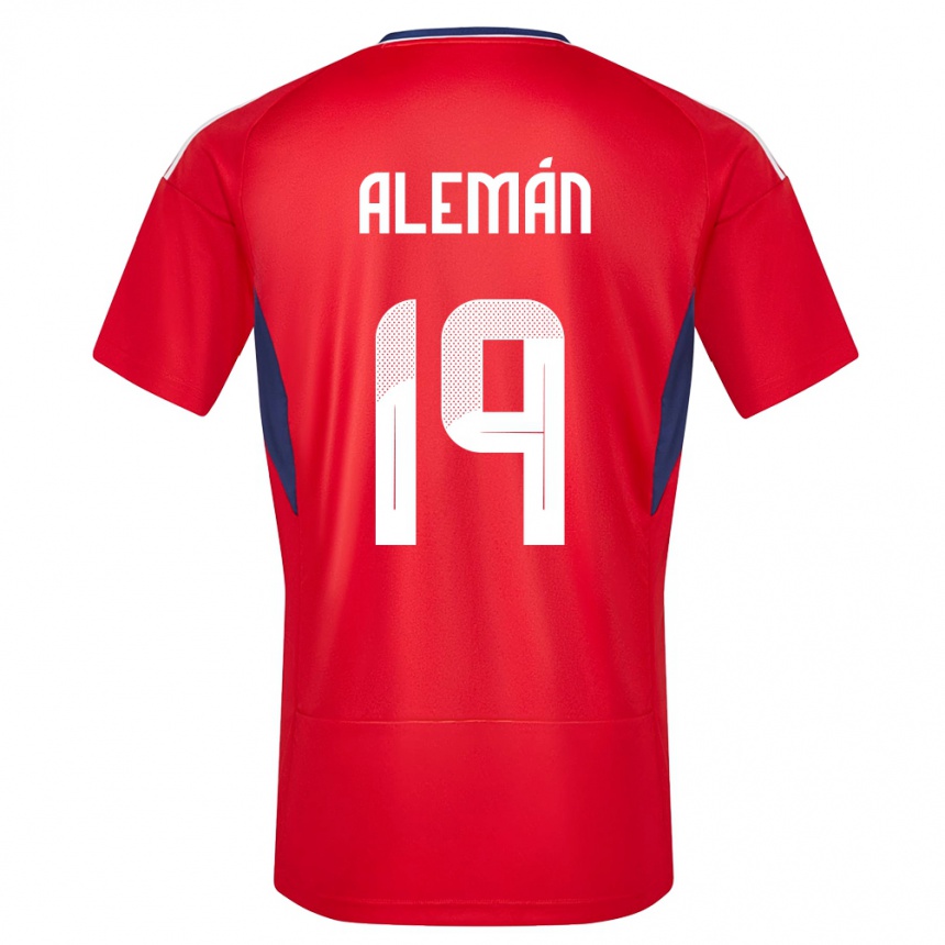 メンズフットボールコスタリカファブリシオ・アレマン#19赤ホームシャツ24-26ジャージーユニフォーム
