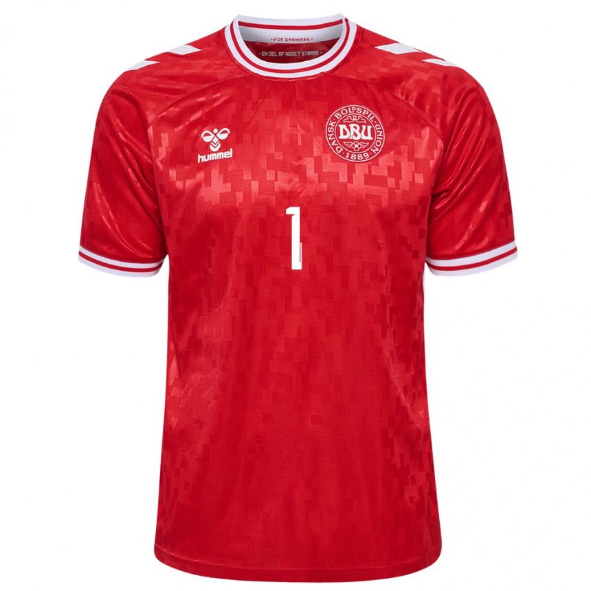 メンズフットボールデンマークベルティル・グロンキャール#1赤ホームシャツ24-26ジャージーユニフォーム