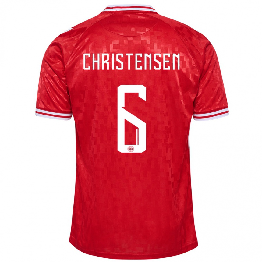 メンズフットボールデンマークアンドレアス・クリステンセン#6赤ホームシャツ24-26ジャージーユニフォーム