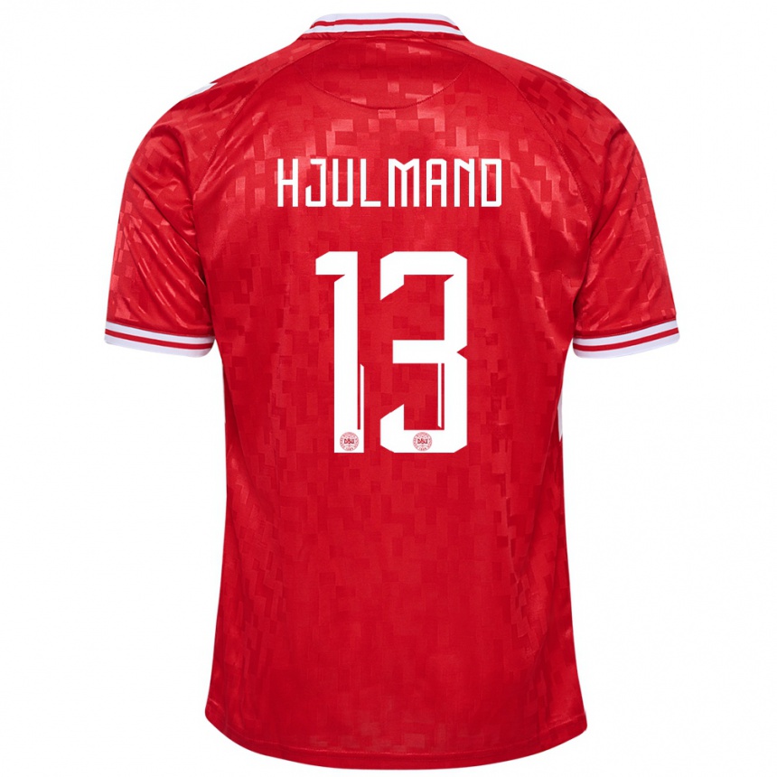 メンズフットボールデンマークモルテン・ヒュルマンド#13赤ホームシャツ24-26ジャージーユニフォーム