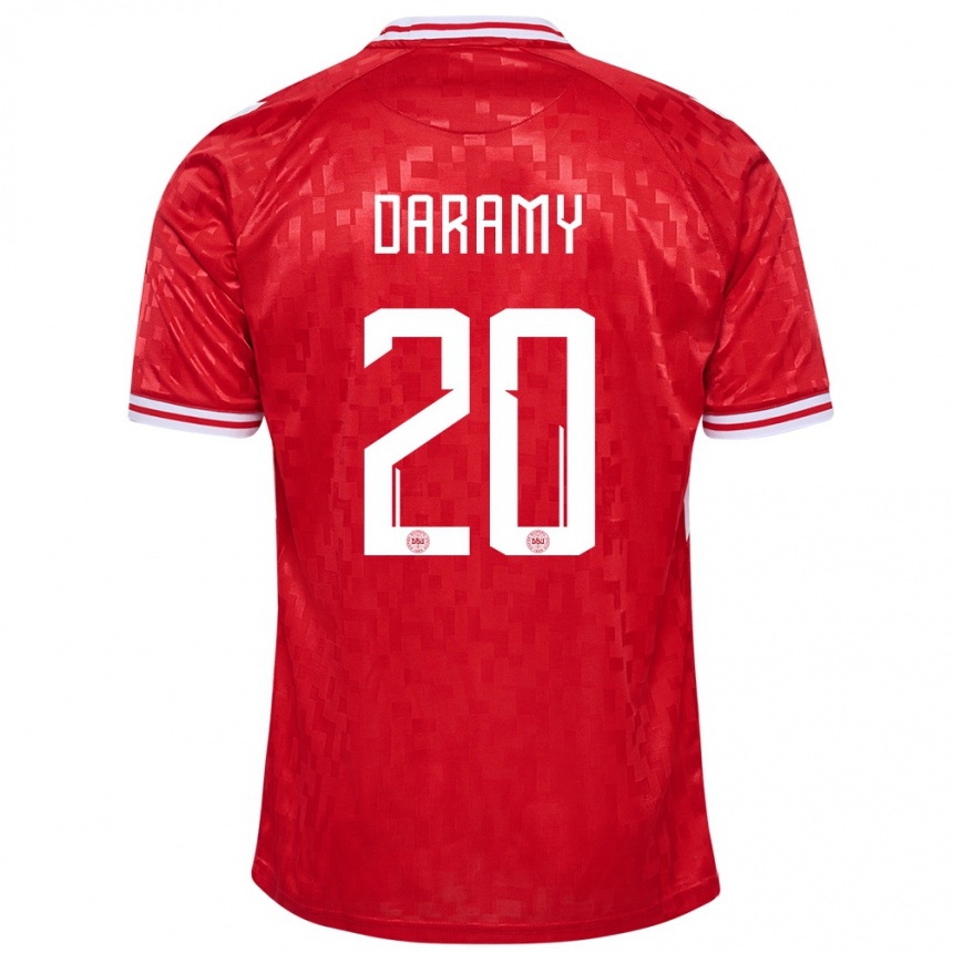 メンズフットボールデンマークモハメド・ダラミー#20赤ホームシャツ24-26ジャージーユニフォーム