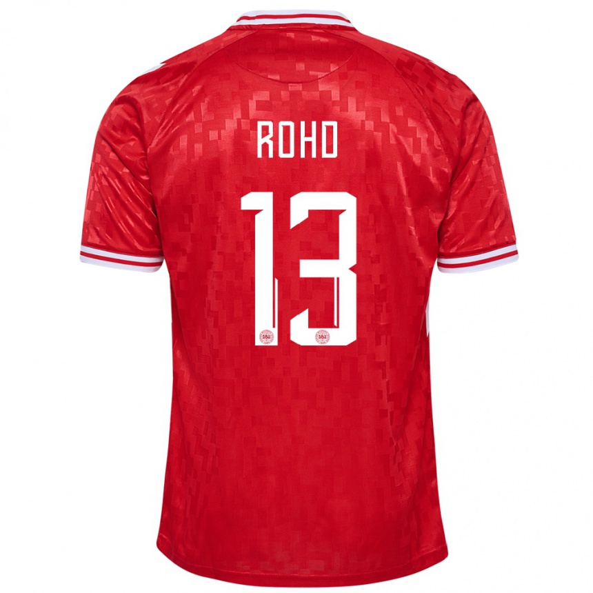 メンズフットボールデンマークエミール・ロード#13赤ホームシャツ24-26ジャージーユニフォーム